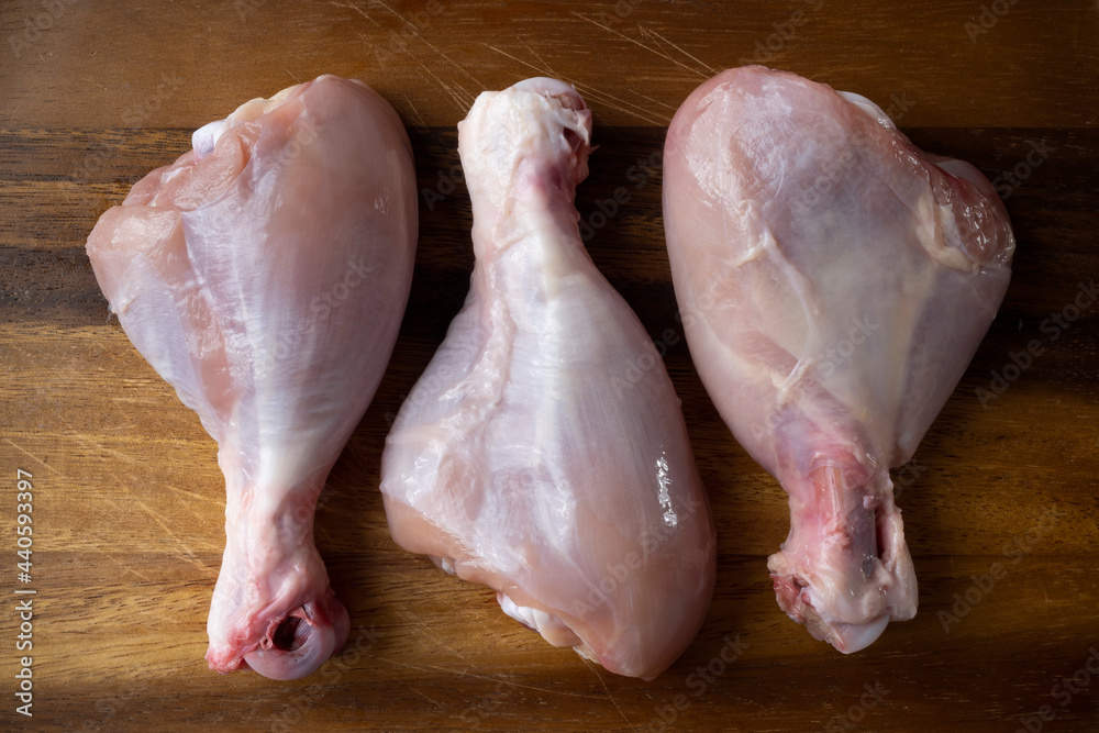 Poster raw uncooked skinless chicken leg