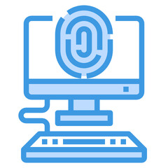 Finger Scan blue outline icon