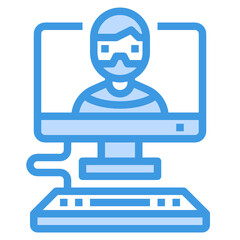 Hacker blue outline icon