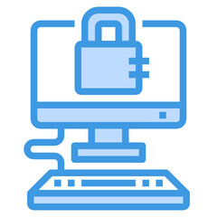 Security blue outline icon