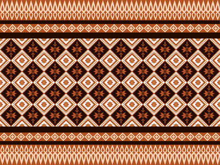 Ethnic pattern design for fabric, wallpaper, background in earth tone. Wallpaper in seamless design. Native design in geometric pattern with stripe. Aztec pattern for textile and woven as fabric.