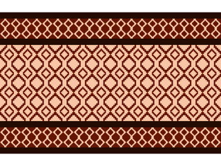 Obraz premium Ethnic pattern design for fabric, wallpaper, background in earth tone. Wallpaper in seamless design. Native design in geometric pattern. Aztec pattern for textile and woven as fabric.