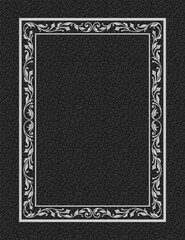 Ornate rectangular framework. Floral elements. Imitation of leather for background. Letter page proportions.