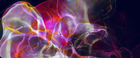 Abstract pink and white alcohol ink texture on the dark background, fluid art design, hand painted wallpaper, for print