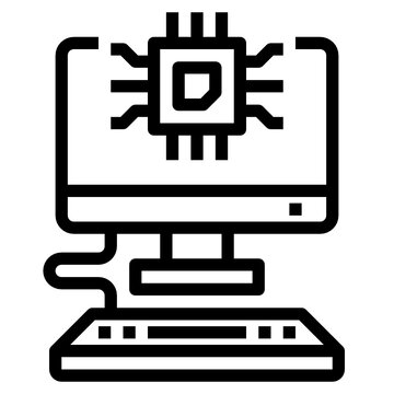 computer monitor with cpu chip clip art preview