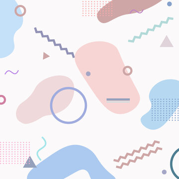 Abstract geometric shapes pattern background. Memfis style. Vector illustration.