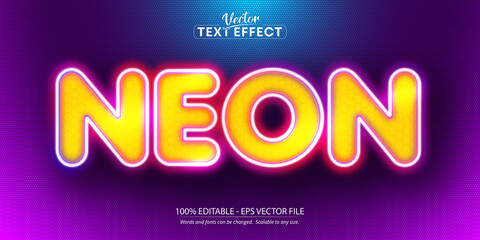Neon text, neon style editable text effect