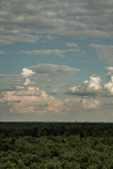 Natural background. Clouds in the sky. learn on the horizon.