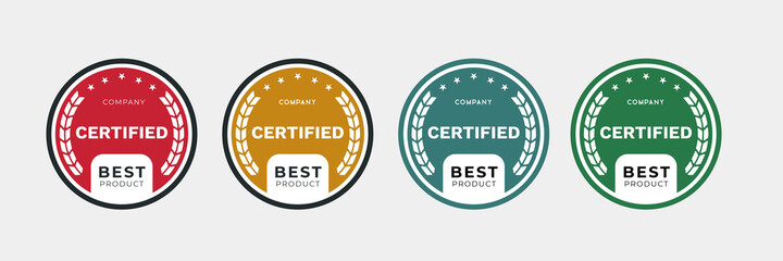 certified badge design for best product template. vector icon certification emblem in rounded.