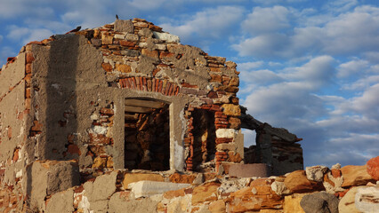 ruins of an medieval house, Bourtzi, Hora, Chios, Greek islands, Greece