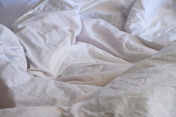 Obraz premium White linens. Blanket texture. Suitable for backgrounds.