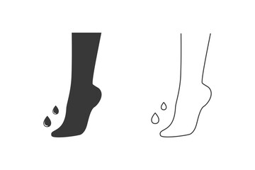 Feet massage aroma oil. Pedicure spa female feet icon set. Vector illustration