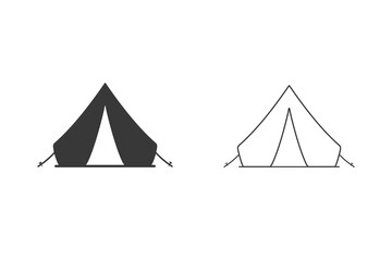 Tent black sign icon set. Vector illustration