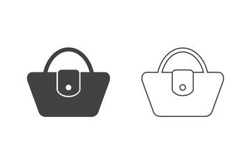 Handbag icon set vector. Simple filled woman handbag sign