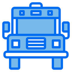School bus blue line icon