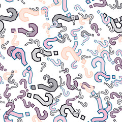 Quiz seamless pattern. Question marks, doubt, faq