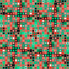 Mosaic green tile ornament. Vector simple green squares pattern. Seamless tile mosaic.