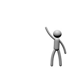 3d illustration of man poiting to a blank space, copy space 
