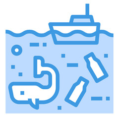 Pollution blue outline icon