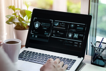 Concept of cyber security, information security and encryption, secure access to user's personal...