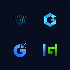 Set of letter G logo graphic design. icons for modern business technology.