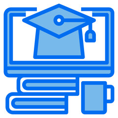 graduate blue line icon