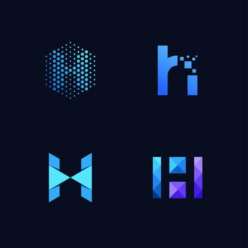 Set of letter H logo graphic design. icons for modern business technology.