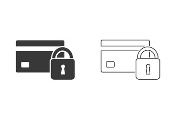 Credit card icon set with shield and padlock symbol. Vector