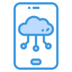 Cloud Computing blue outline icon