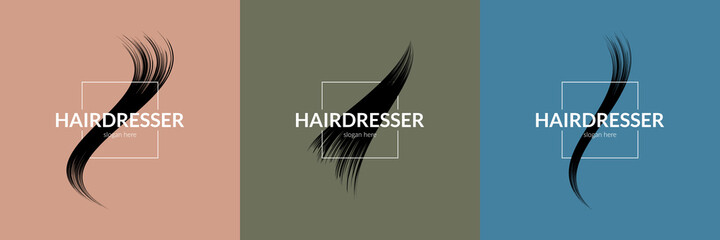 Trendy hairdresser logo - obrazy, fototapety, plakaty