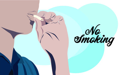  Vector illustration concept of bad habit and danger of smoking,  flat design of Smoker holds cigarette - 440606329