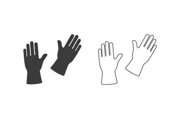 Gloves flat style icon set design, Cleaning service wash home hygiene equipment domestic interior housework and housekeeping theme Vector illustration