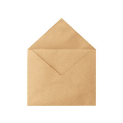 Brown envelope isolated on white background. Letter top view. Object with clipping path