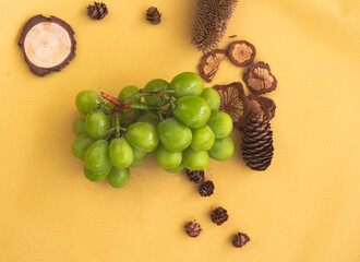 Korean grape put on background,