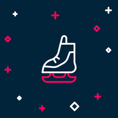 Line Skates icon isolated on blue background. Ice skate shoes icon. Sport boots with blades. Colorful outline concept. Vector