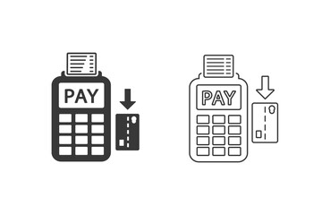 Credit card payment, magnetic stripe reading. Vector icon set