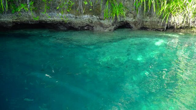 Beautiful view of the Enchanted River of Surigao del Sur. Philippines. Mindanao, Philippines.