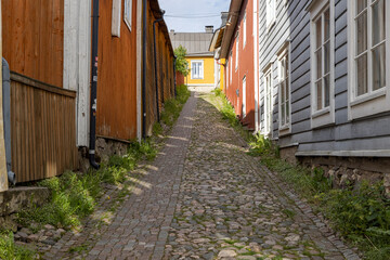 Narrow cobblestone streets in Porvoo Old Town