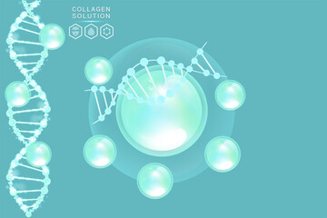 Hyaluronic acid skin solutions ad, blue collagen serum drops with cosmetic advertising background ready to use, illustration vector.