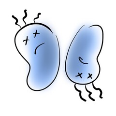 Two dead blue germs with villi