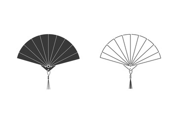 Vector hand fan icon set in flat