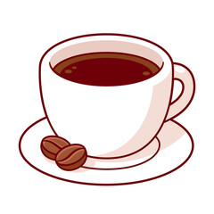 Cup of coffee with coffee beans - obrazy, fototapety, plakaty