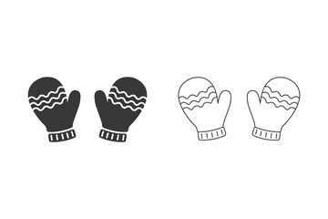 Christmas mittens icon set in flat style. Vector