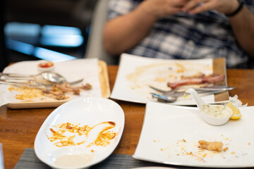  leftover food after party, dirty food