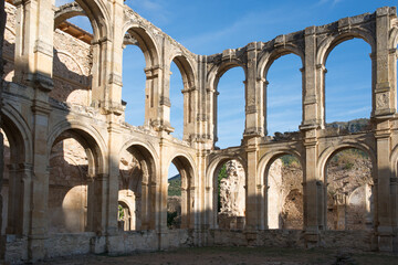 Naklejka premium Beautiful ruins of Santa Maria de Rioseco Monastery in Merindades, Burgos, Spain
