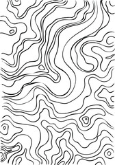Vector. Abstract black and white mountain contour lines. Topographic Lines Background relief. Waves. Stone cut.