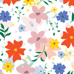 Abstract hand draw floral pattern background. Vector.