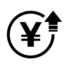 Yen high symbol, cost increase icon. Growth profit bussiness sign vector illustration