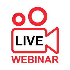 Fototapeta premium Live webinar icon, online play training seminar , internet streamimg banner button , vector illustration