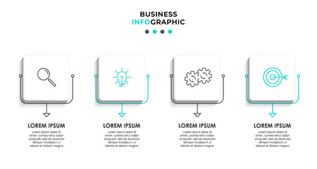 Vector Infographic design business template with icons and 4 options or steps. Can be used for process diagram, presentations, workflow layout, banner, flow chart, info graph - obrazy, fototapety, plakaty